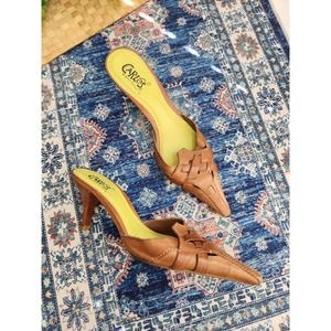 Carlos Santana point toe woven slip on mule heels STRUT sz 7